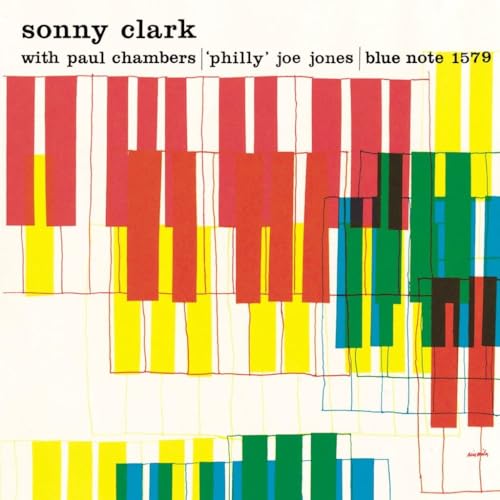 Sonny Clark Trio album cover with abstract red, yellow, and green stripes.