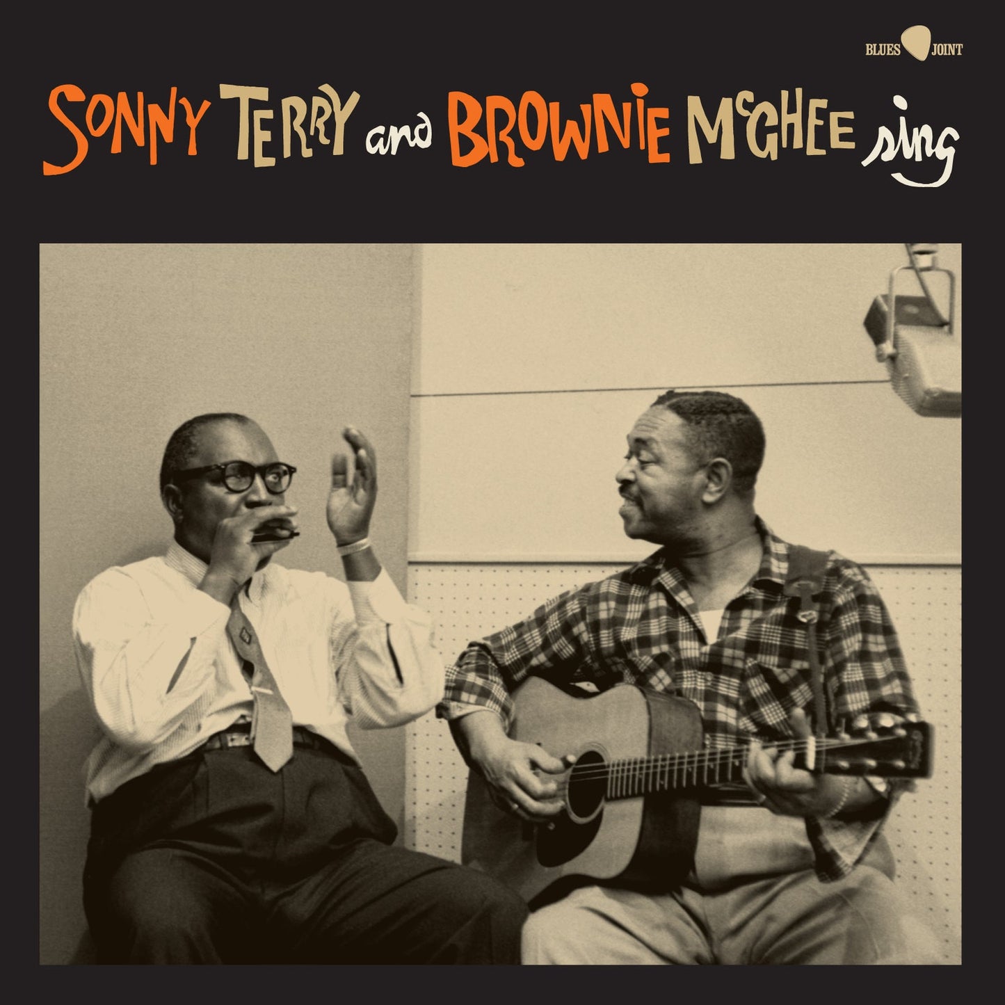 Sonny Terry and Brownie McGhee album cover, two Black musicians with instruments.