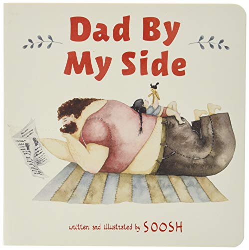 Book cover: a father and child relaxing together, watercolor illustration.