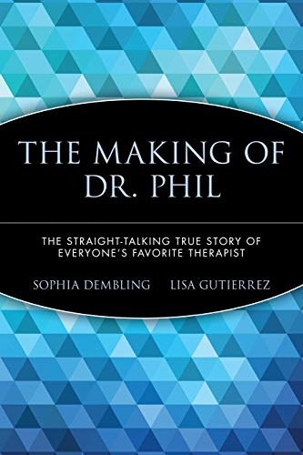 Book cover for “The Making of Dr. Phil” with blue geometric pattern.