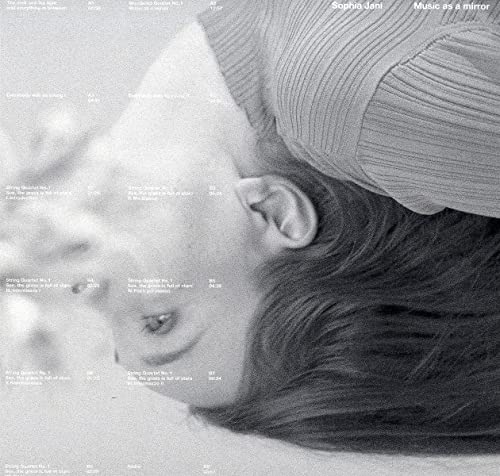 Black and white close-up of a person's face tilted sideways with overlaid tracklist text.