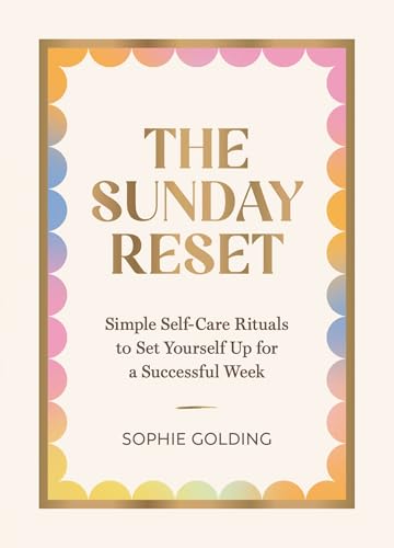 Book cover with colorful scalloped border and title "The Sunday Reset.