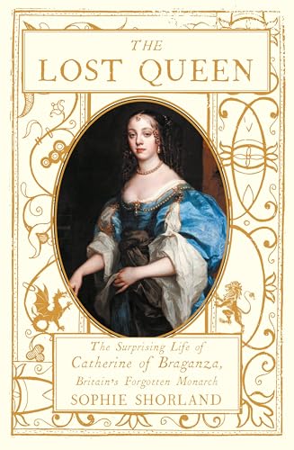 Book cover featuring a portrait of Catherine of Braganza in blue and white.