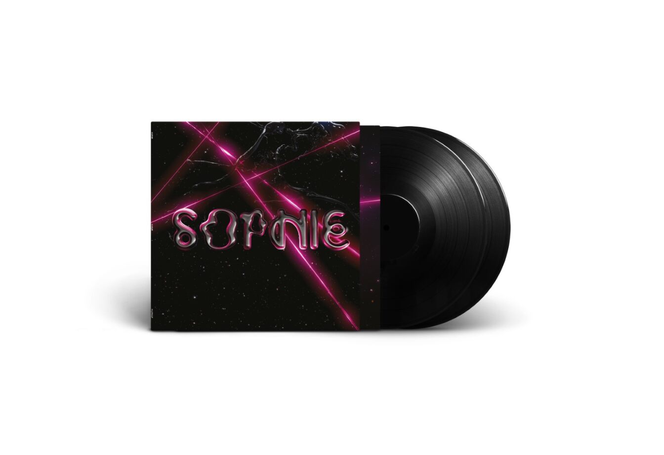SOPHIE vinyl record with a dark, starry, and neon pink cover.