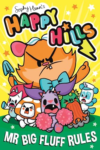 Book cover featuring a large orange character and smaller colorful creatures on yellow background.