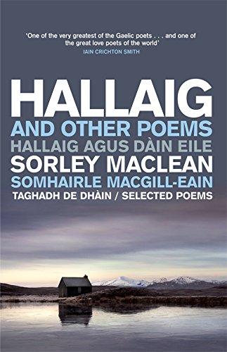 Book cover with title "Hallaig" and landscape of a remote cottage.