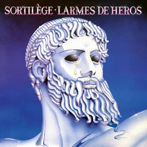 White bust of a crying man with a beard, album cover.