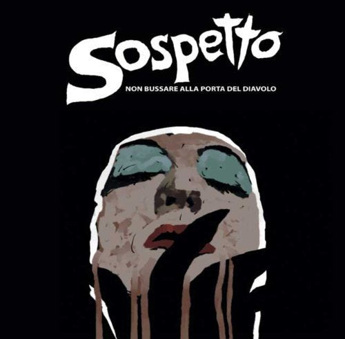 Album cover art featuring the text Sospetto above a stylized face with dripping paint.