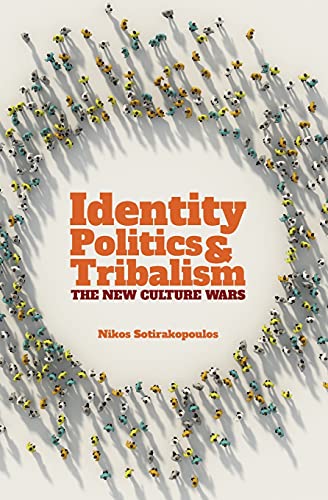 Book cover with text "Identity Politics & Tribalism" surrounded by small figures.