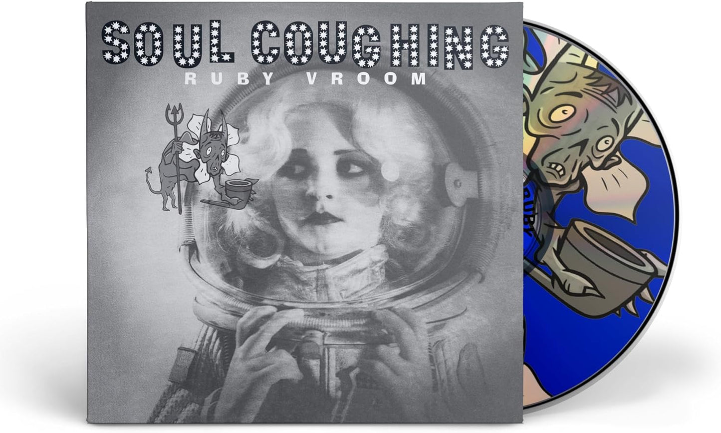 CD cover featuring a woman in a space helmet with a cartoon devil illustration.