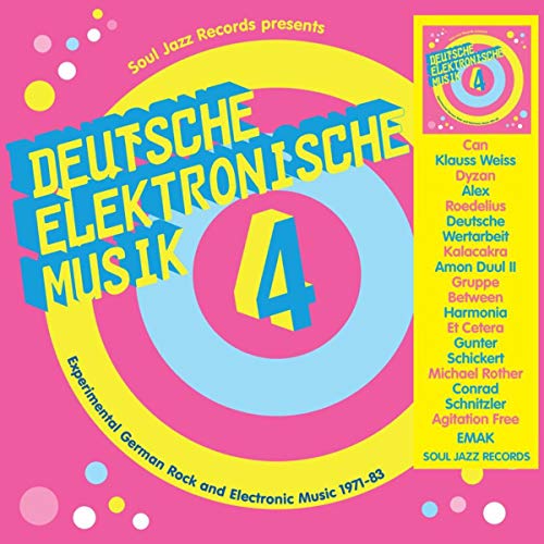 Pink and blue vinyl record cover with bold text and circular design.
