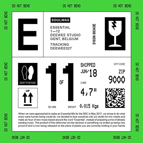 Green CD case for Soulwax's "Essential" mix, with bold text and symbols.