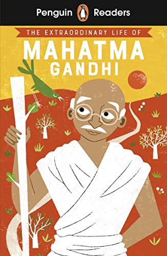 Book cover featuring an illustrated portrait of Mahatma Gandhi.