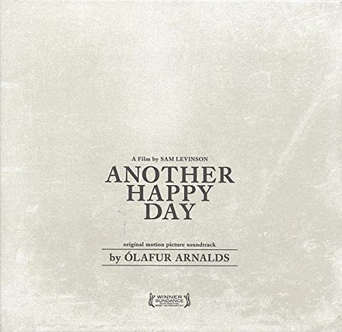 Vinyl record cover for “Another Happy Day” soundtrack, textured beige background.