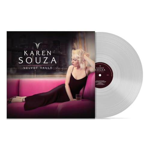 Karen Souza's "Velvet Vault" vinyl record with translucent white disc and cover art.