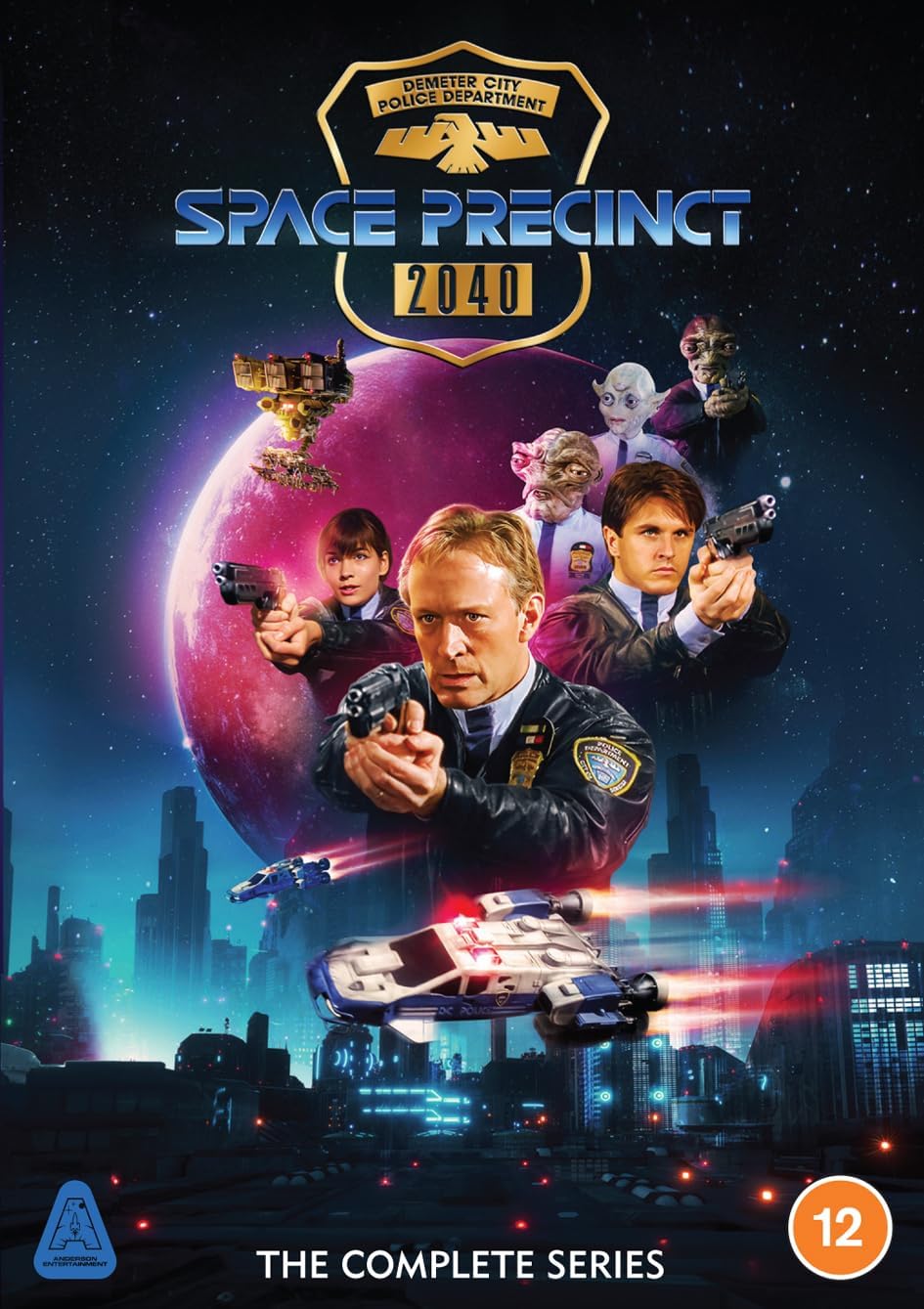 Space Precinct" Blu-ray cover featuring police officers and alien characters in a futuristic city.