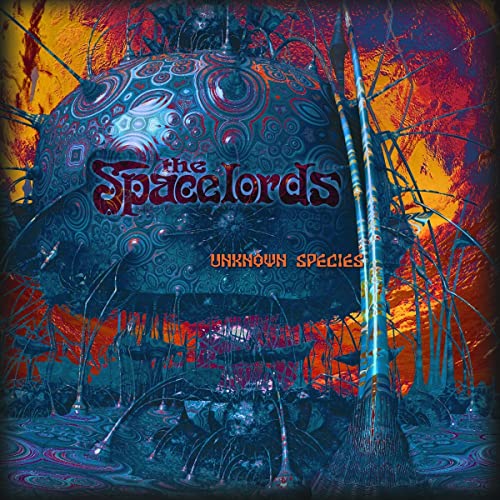 Album cover for "The Spacelords - Unknown Species" featuring a blue dome structure.
