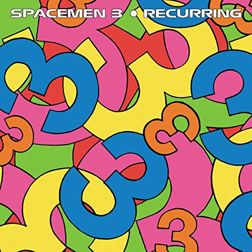 Album cover featuring a pattern of overlapping colorful number threes in a pop-art style.