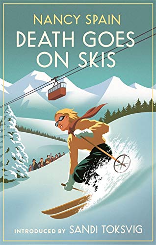 Book cover: a woman skiing downhill with snowy mountains in the background.