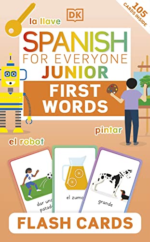 Spanish flash cards with illustrated first words for young learners.