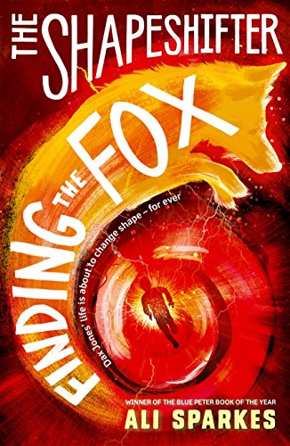Book cover featuring a glowing orange fox and a silhouette figure amidst red swirls.