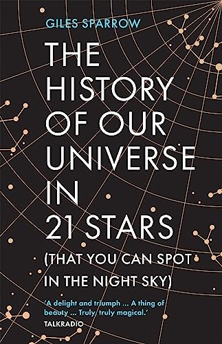 Book cover: “The History of Our Universe in 21 Stars” with starfield design.