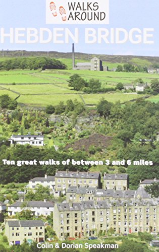 Book cover: "Walks Around Hebden Bridge" with a hillside landscape.