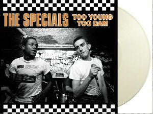 The Specials album cover with checkered border and a cream vinyl record.