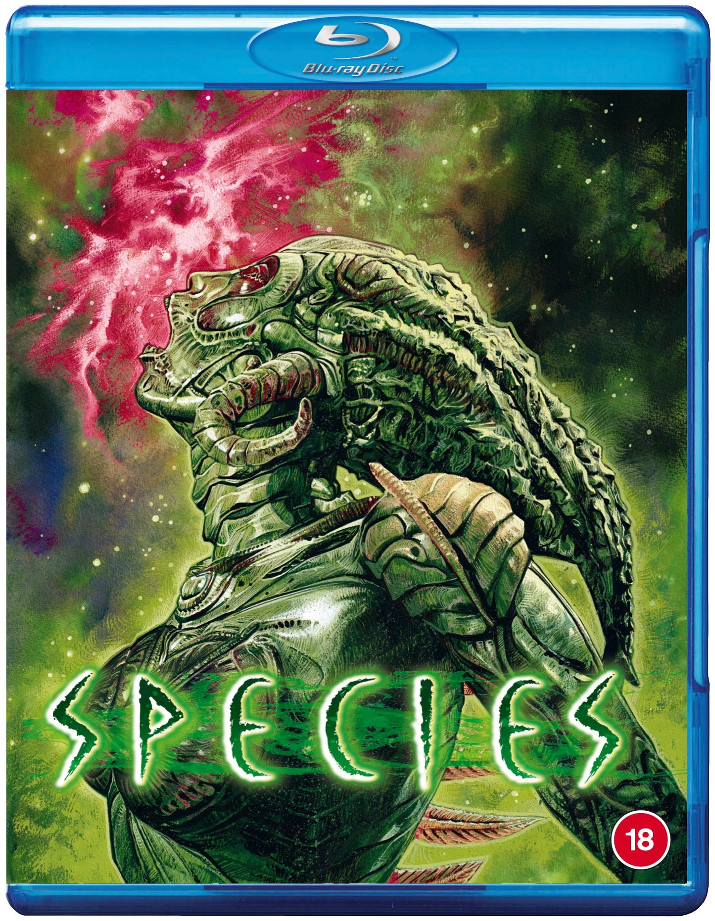 Species" Blu-ray cover featuring a close-up of an alien creature’s face.