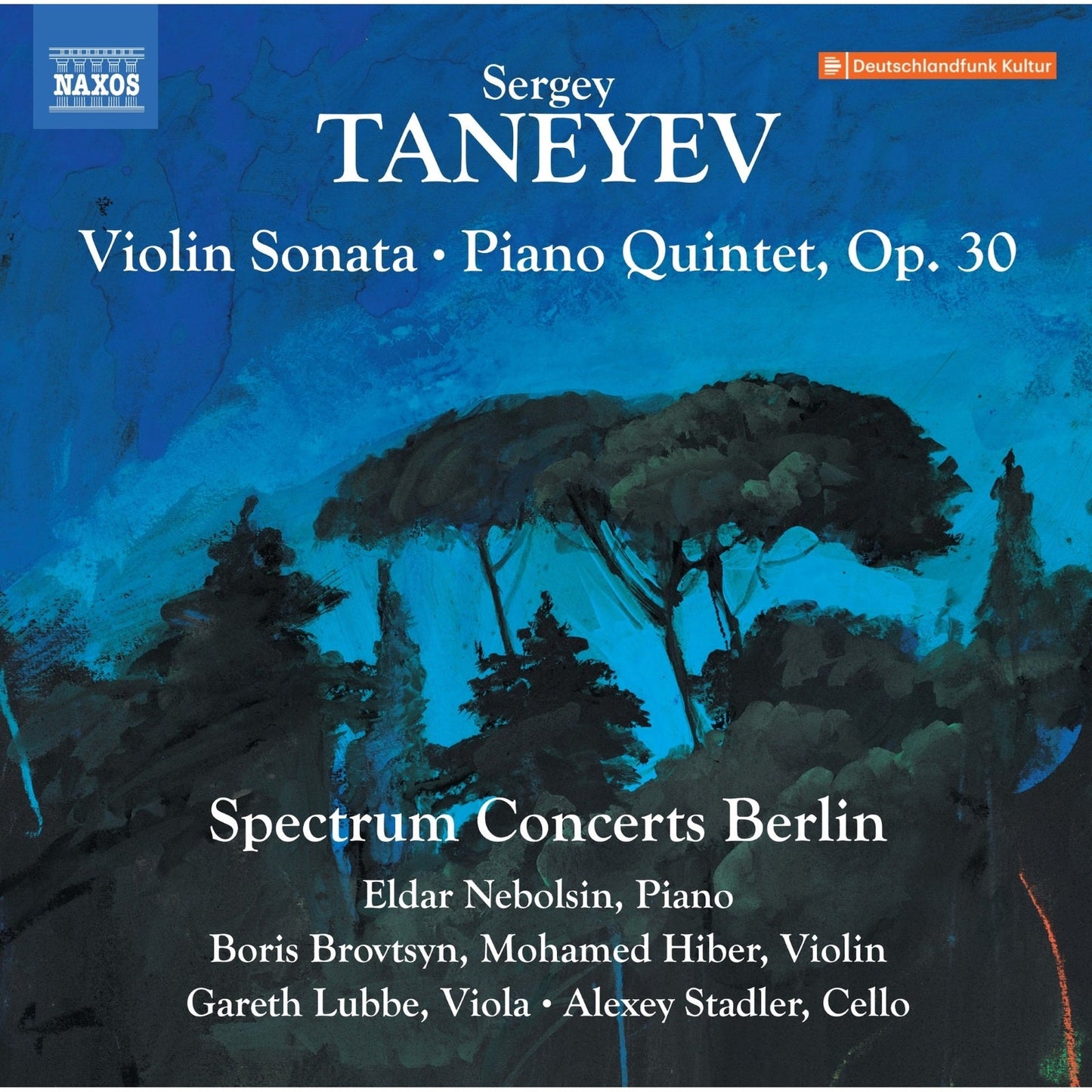 CD cover for Taneyev’s Violin Sonata and Piano Quintet, with abstract art.
