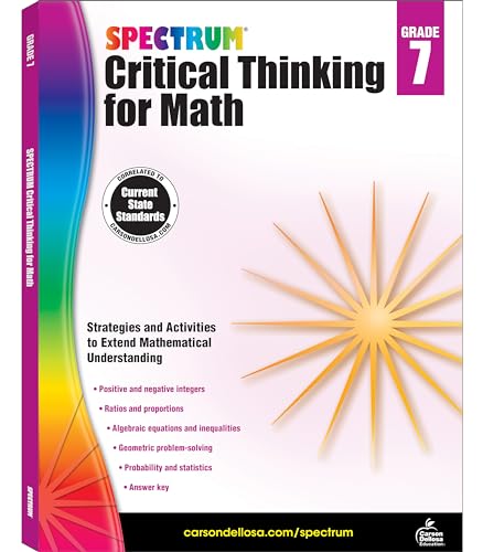 Spectrum Critical Thinking for Math, Grade 7 textbook cover with a starburst.