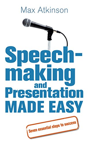 Book cover: "Speechmaking and Presentation Made Easy" with a microphone.