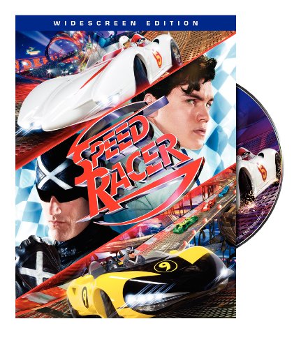 Speed Racer" DVD cover featuring racing cars and a young driver's face.