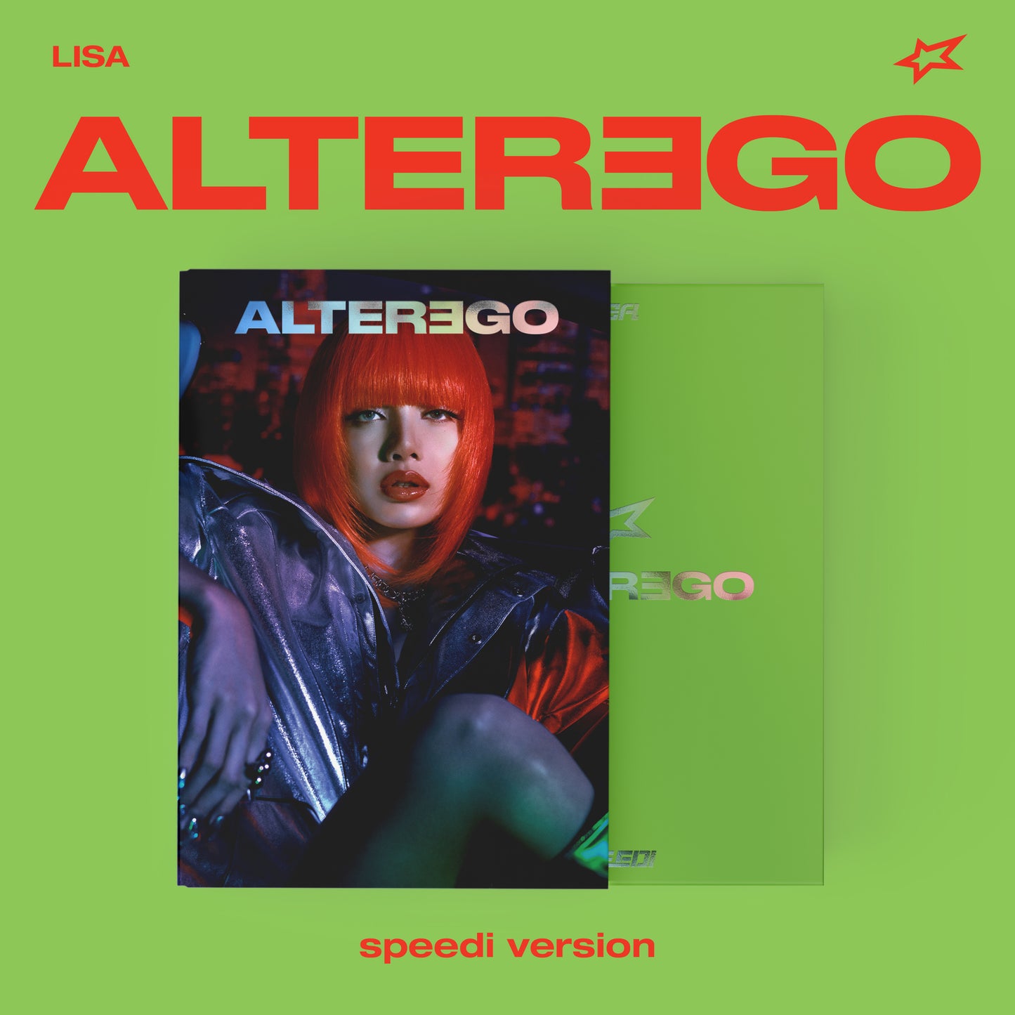 Lisa’s “Alter Ego” CD cover featuring a red-haired woman in dark clothing.