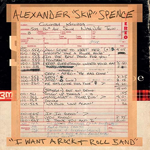 Vinyl record cover featuring a handwritten Columbia Records studio recording session track sheet.