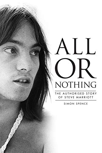 Black and white portrait of Steve Marriott on the cover of his biography book.