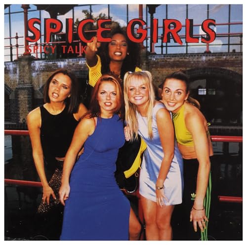 Spice Girls album cover featuring the five members posing outdoors.