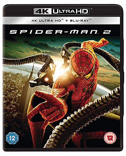 Spider-Man 2 Blu-ray cover featuring Spider-Man fighting Doc Ock in a city.