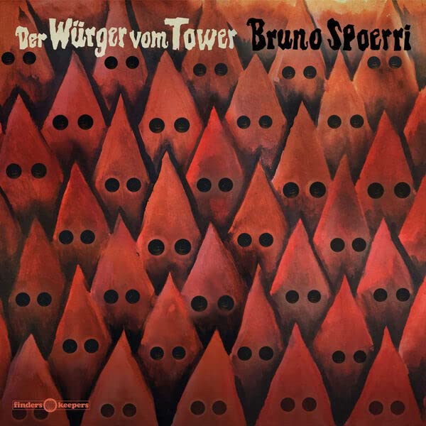 Red triangle shapes with black eyes cover the vinyl record cover.