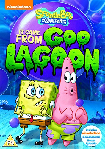 DVD cover featuring SpongeBob and Patrick covered in green goo, with bubble background.