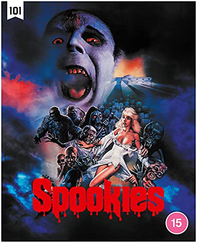 Spookies" Blu-ray cover featuring a screaming monster and assorted horror creatures.