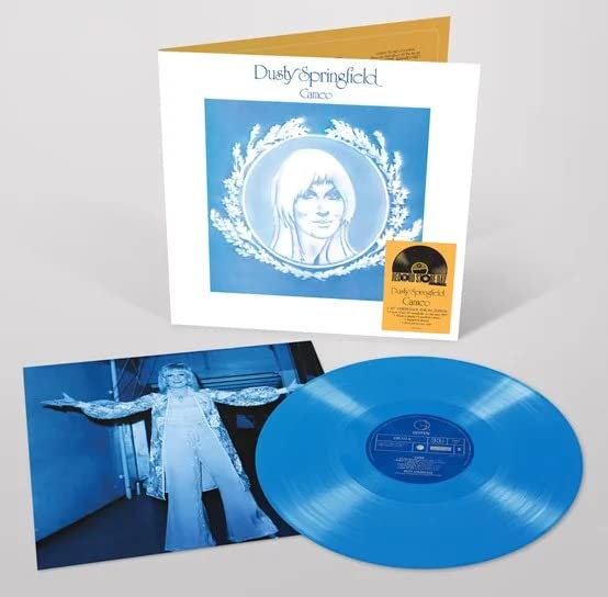 Dusty Springfield's "Cameo" vinyl record with blue disc and album cover.
