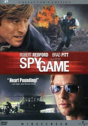 DVD cover for "Spy Game" featuring Robert Redford and Brad Pitt.