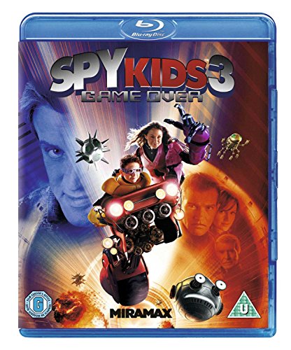 Spy Kids 3 Game Over Blu-ray cover featuring two children riding a futuristic vehicle.