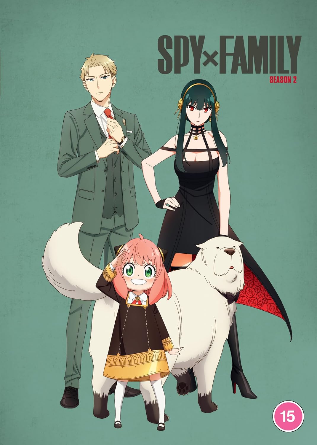 Spy Family Season 2 DVD cover featuring characters and a white dog.