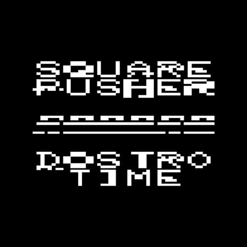 Squarepusher "Dostrotime" CD cover: pixelated white text on black background.