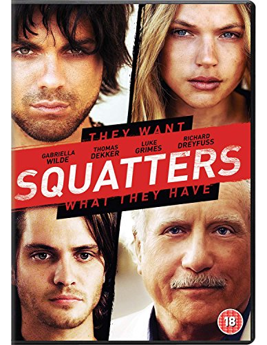 DVD cover for "Squatters" featuring four actors' portraits.