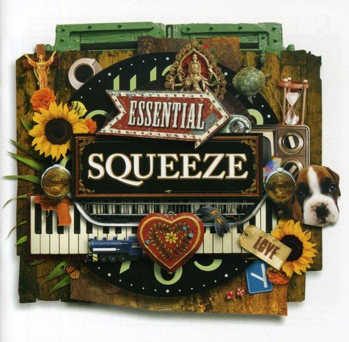 CD cover for Squeeze’s “Essential Squeeze” with collage of objects.