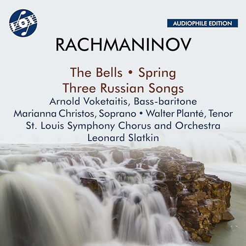 CD cover for Rachmaninov’s “The Bells” with a waterfall image.