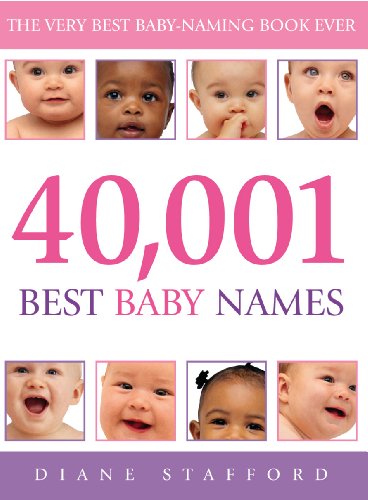 Book cover with baby photos and large pink text: "40,001 Best Baby Names".